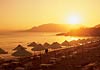 Sun set over the golden beach of Pefkos, Rhodes 